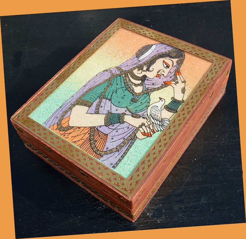 Wood Gemstone Painting Jewelry Box - Image 2
