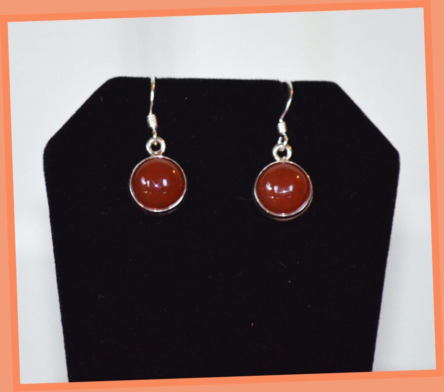Sterling Silver Natural Carnelian Gemstone Dangle Drop