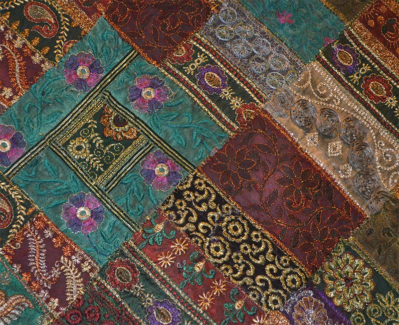Hand Embroidered Antique Patches Sequin Work Wall Tapestry - Image 4