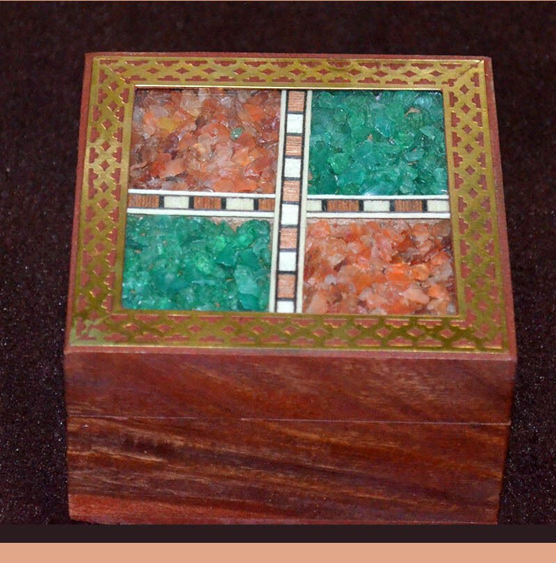 Square Wood Gemstone Jewelry Box