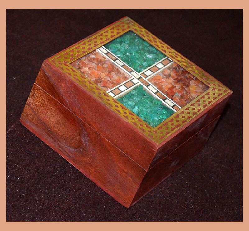 Square Wood Gemstone Jewelry Box - Image 2