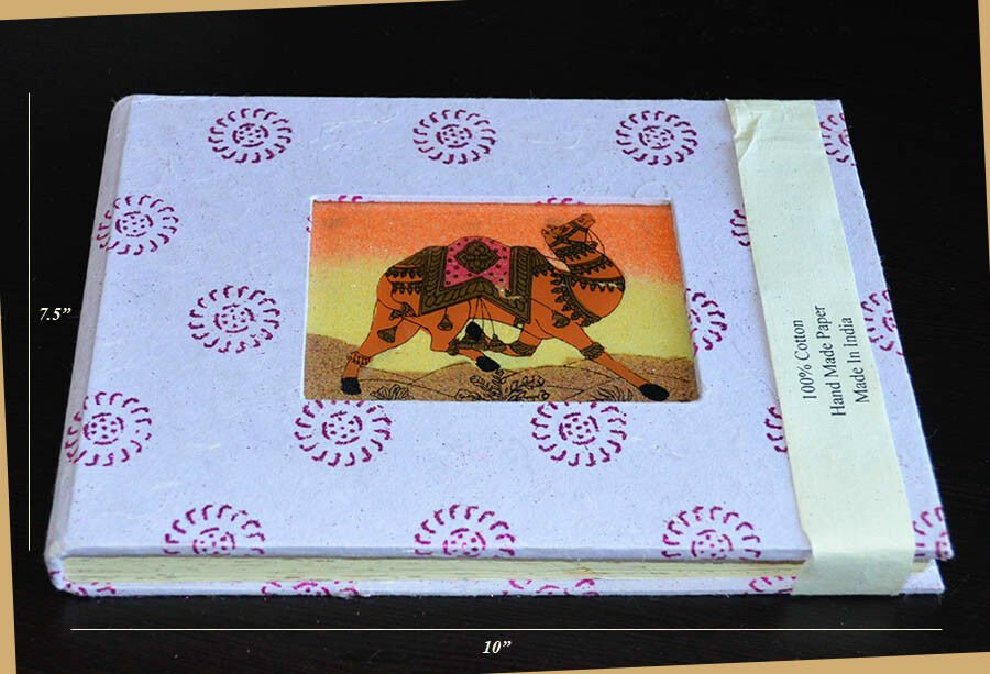 Handmade Recycled Paper Gemstone Painting Cover Journal Diary