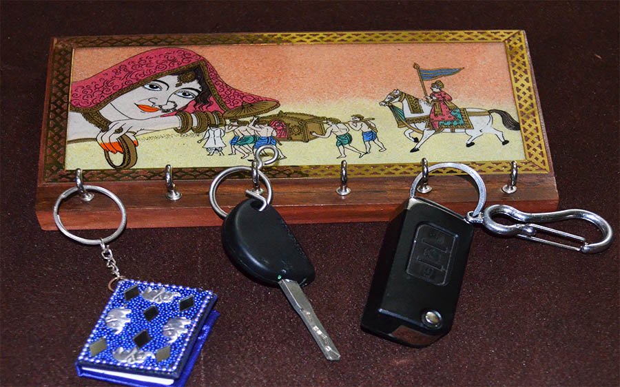 Gemstone painting wood key holder wall mounted key organizer - Image 3