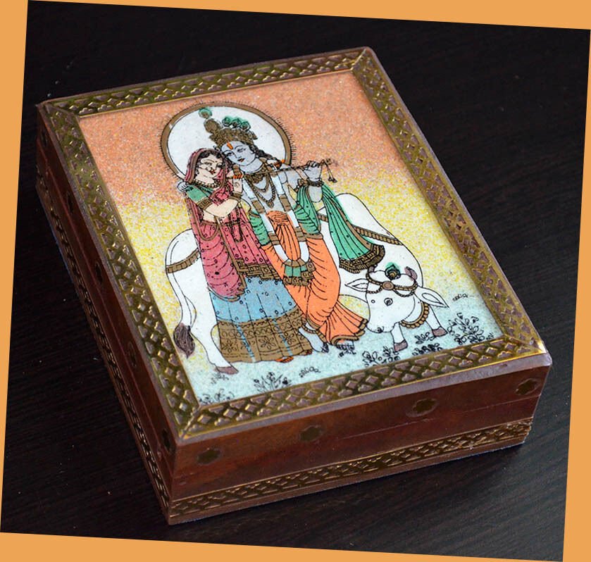 Wood Gemstone Painting Jewelry Box