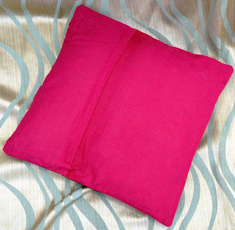 Set of 2 Red Brocade border Silk Pillow Cover - Image 4