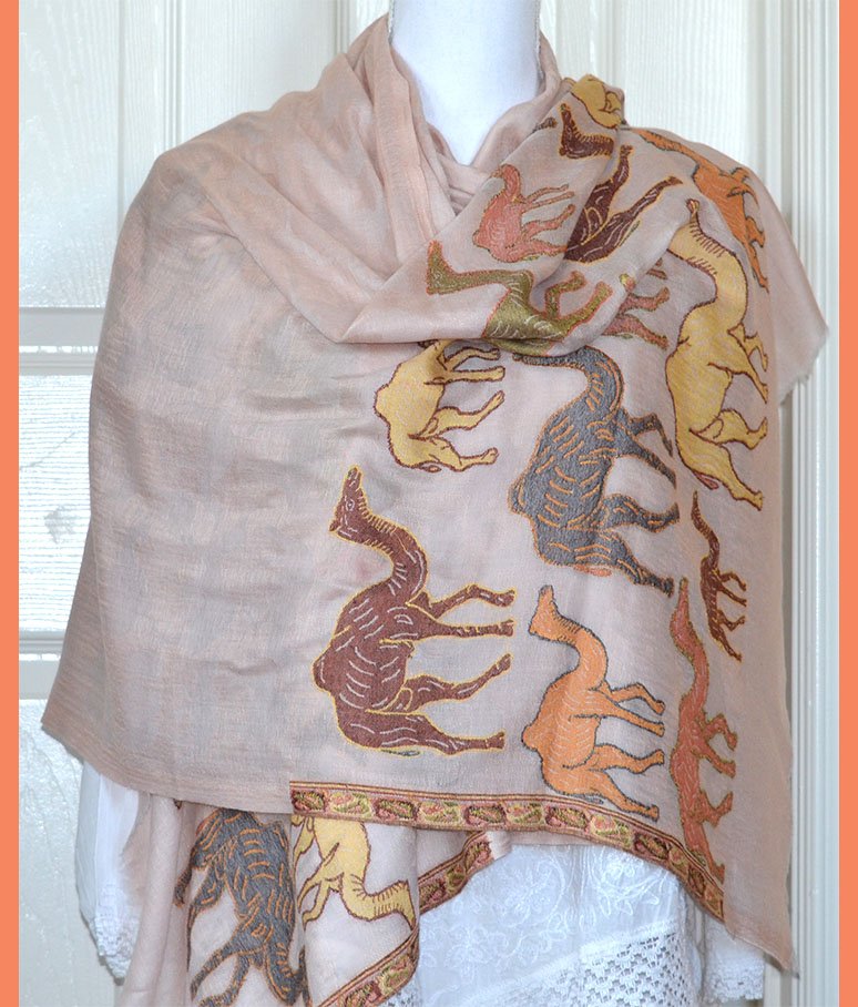 Handwoven Pashmina Cashmere Camel Design Shawl Wrap