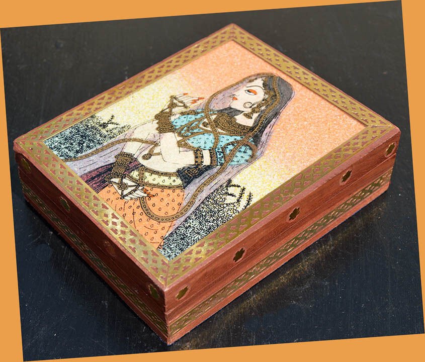 Wood Gemstone Painting Jewelry Box - Image 2