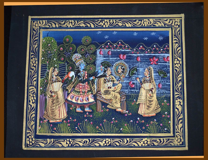 Radha Krishna Miniature Natural Color Painting - Image 2