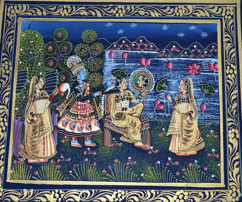 Radha Krishna Miniature Natural Color Painting - Image 3