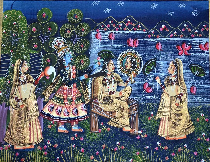 Radha Krishna Miniature Natural Color Painting - Image 4