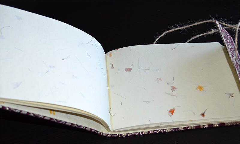 Burgundy Brocade Cover Handmade Paper Journal Diary - Image 3