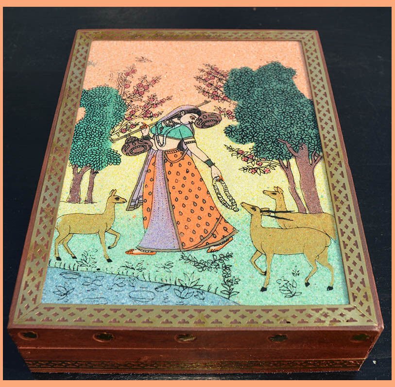 Wood Gemstone Painting Jewelry Box