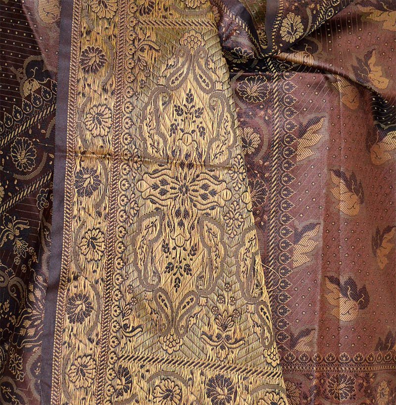 Varanasi Floral Silk Stole Wrap - Image 3