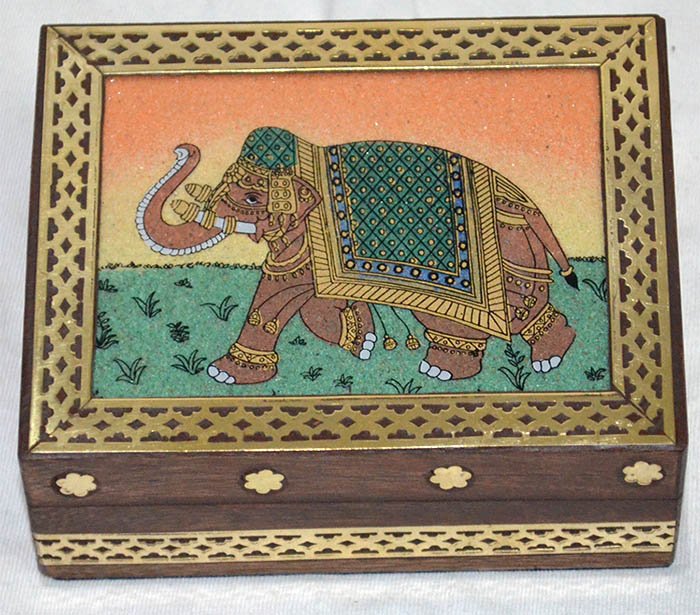 Wood Gemstone Painting Jewelry Box