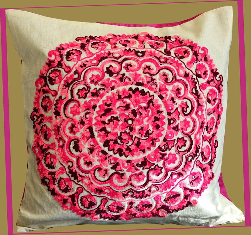 Cotton Silk Embroidered Pillow Cover