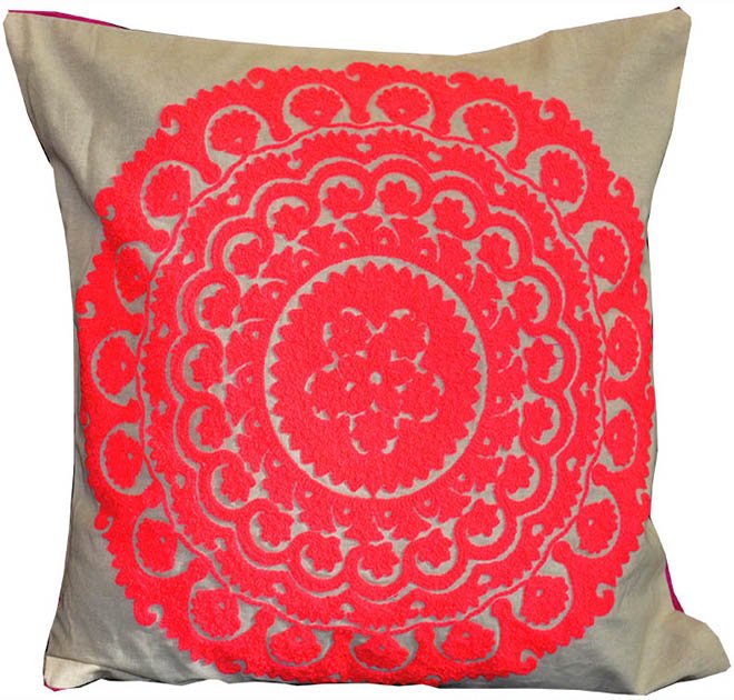 Cotton Silk Suzani Embroidery Pillow Cover