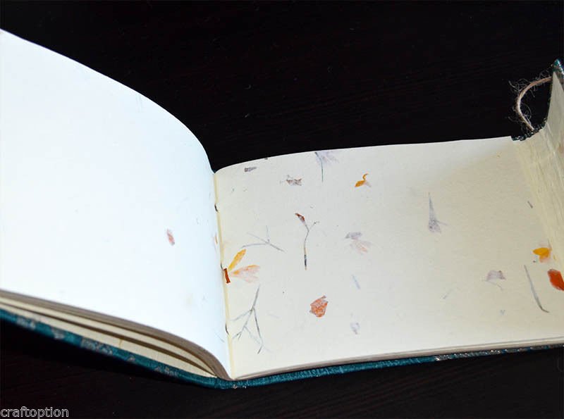 Teal Brocade Cover Handmade Paper Journal Diary - Image 2