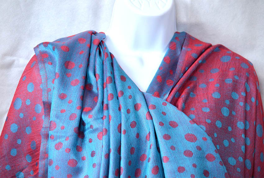 Silk Blend Double Sided Paisley Shawl Wrap - Image 4