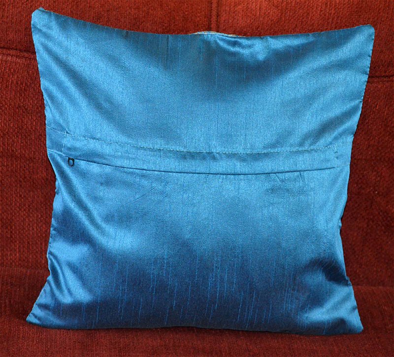 Set of 2 Turquoise Silk Embroidered Pillow Cover - Image 6