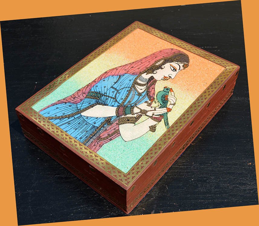 Wood Gemstone Painting Jewelry Box - Image 2