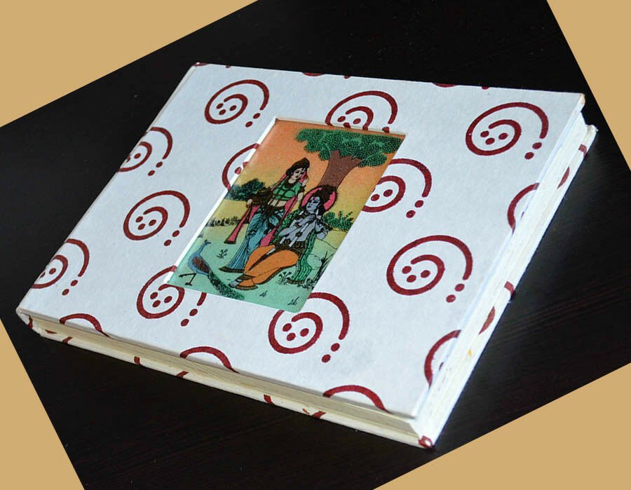 Handmade Recycled Paper Gemstone Painting Cover Journal Diary
