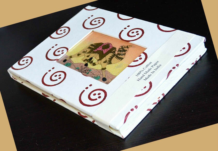 Handmade Recycled Paper Gemstone Painting Cover Journal Diary